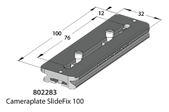 Plaque MonoballFix 100 à 2 fixations 1/4 dans la même gorge, Long. 100mm x Larg. 32mm ; gorge de 76mm